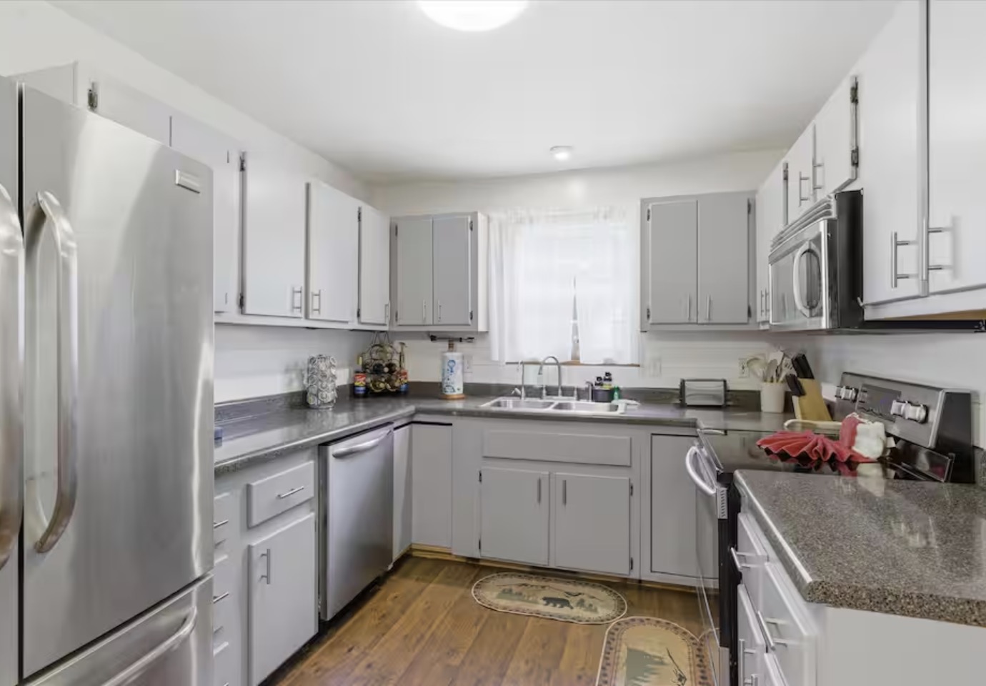 Full kitchen with stainless steel appliances